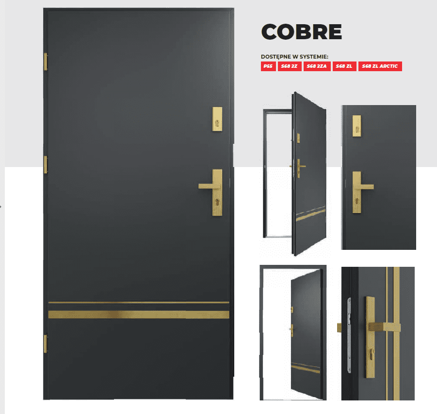 რკინის კარი Cobre P55 დათბუნებით